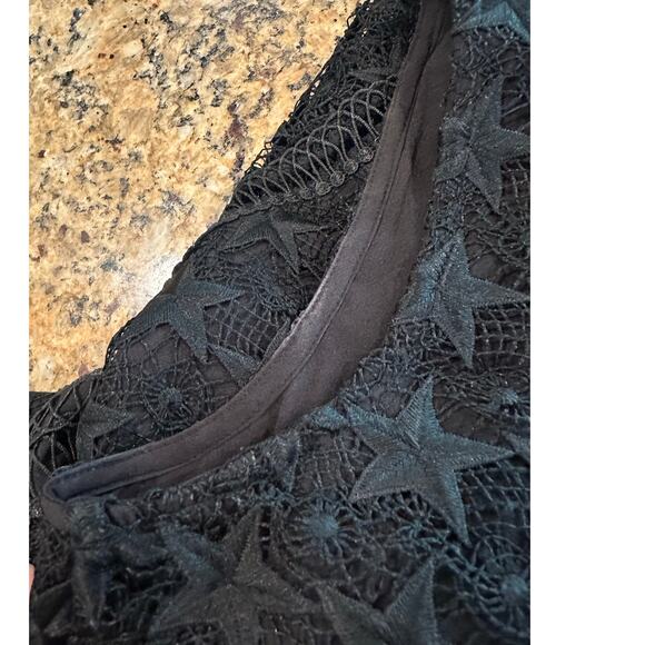 SAM EDELMAN Black Star Lace Mesh Sheath Mini Dress WOmen's Size 4 Cut Out - Picture 7 of 9